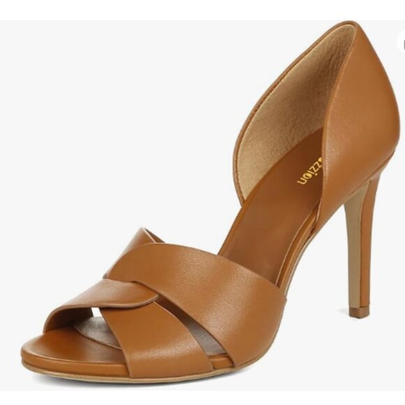 Pazzion Brown Sexy Open Toe High Heeled D'Orsay Pumps Slip On Two Pieces Sandals - Picture 1 of 8